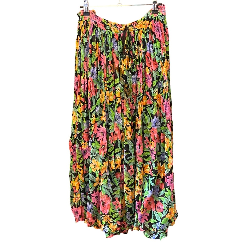 Vintage Short Circuit Floral Maxi Skirt Boho Hippie Cottagecore Whimsigoth Retro